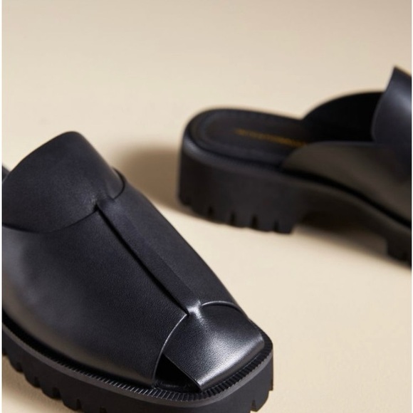 INTENTIONALLY BLANK Black Chunky Mules - Picture 2 of 3